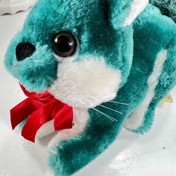 Vtg Applause Teal Green Squirrel Plush Fir Tree Star on Tail 1986 Stuffed Toy - Picture 6 of 13